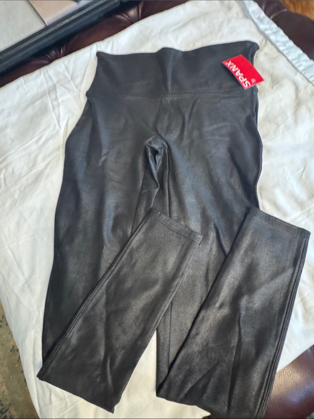 SPANX Faux Leather High-Rise Leggings in Black